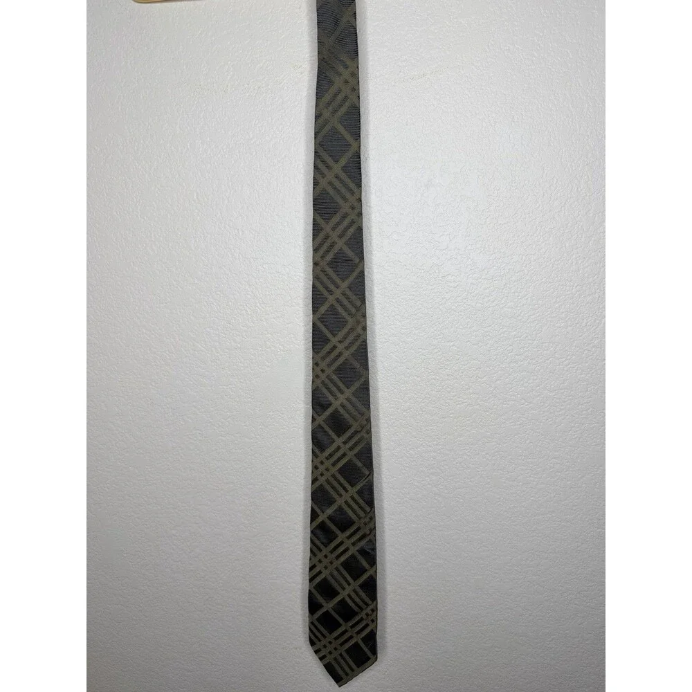 Burberry London Brown Check 100% Silk Tie Necktie Hand Made In Italy 3”